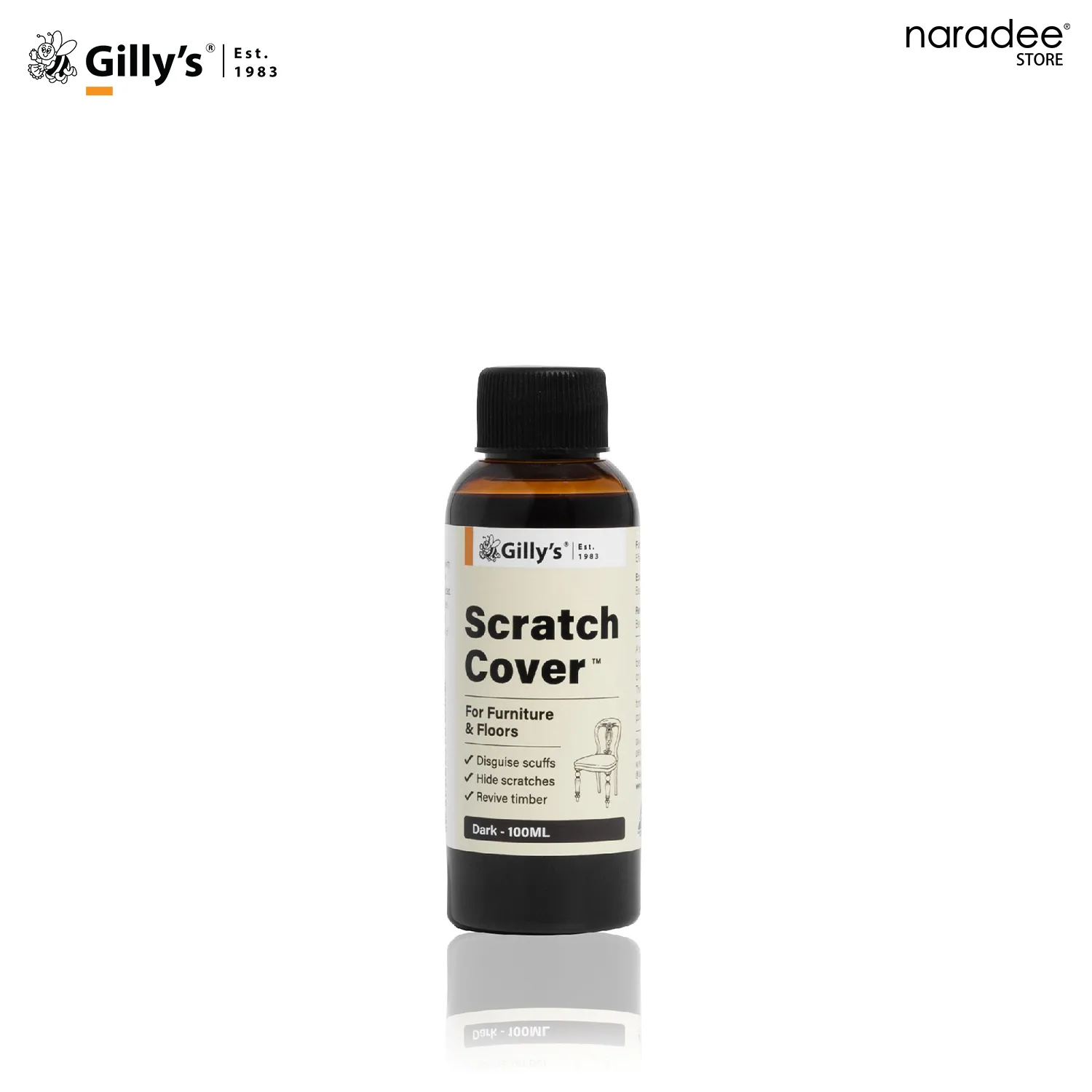 กิลลี่ส์ น้ำยาปกปิดรอยขีดข่วนสำหรับเฟอร์นิเจอร์และพื้น – สีเข้ม ขนาด 100 มล.